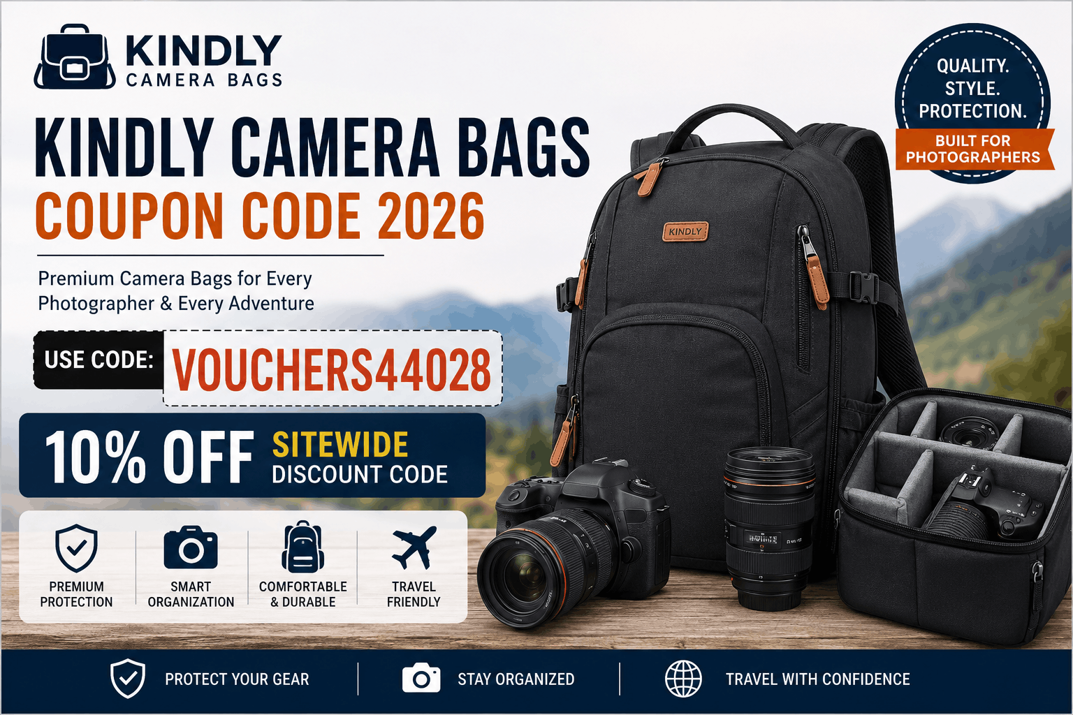 Kindly Camera Bags Coupon Code – Save More with a 10% Off Sitewide Discount Code