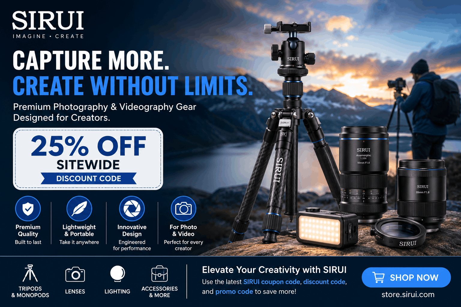 SIRUI Coupon Code – Save with a 25% Off Sitewide Discount Code
